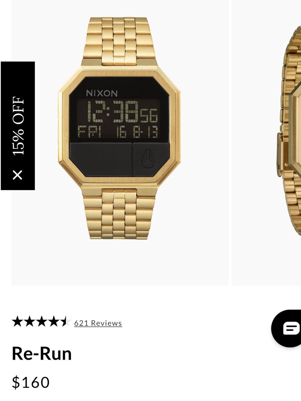 Nixon Re-Run Digital Watch in Gold with Black Display